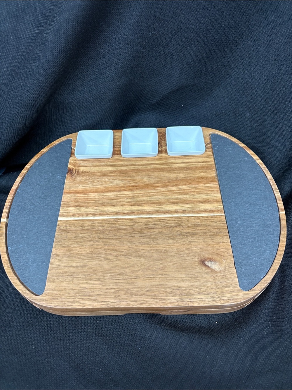 Wood and Slate charcuterie board with storage drawer